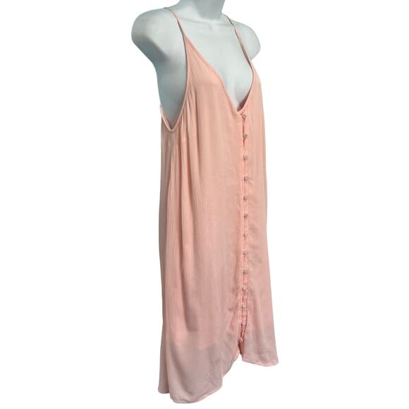 Roxy Pink Siren Treasure Button Front Lined Crinkle Mini Dress size S NEW Tags - Picture 1 of 11